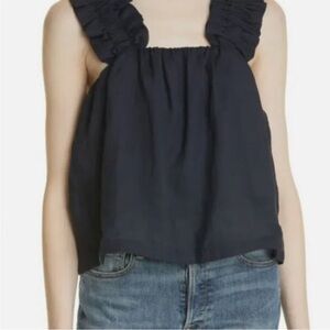 FRAME Ruffled Strap 100% Cotton Top